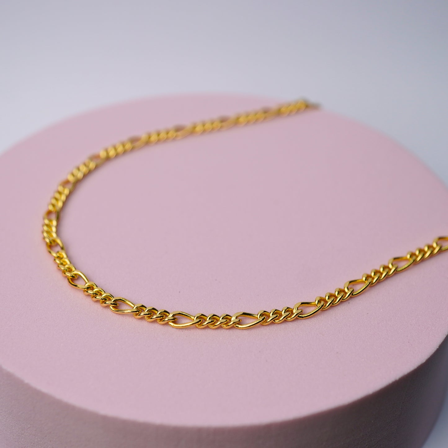 Figaro Chain Necklace -18K Gold Plated Sterling Silver