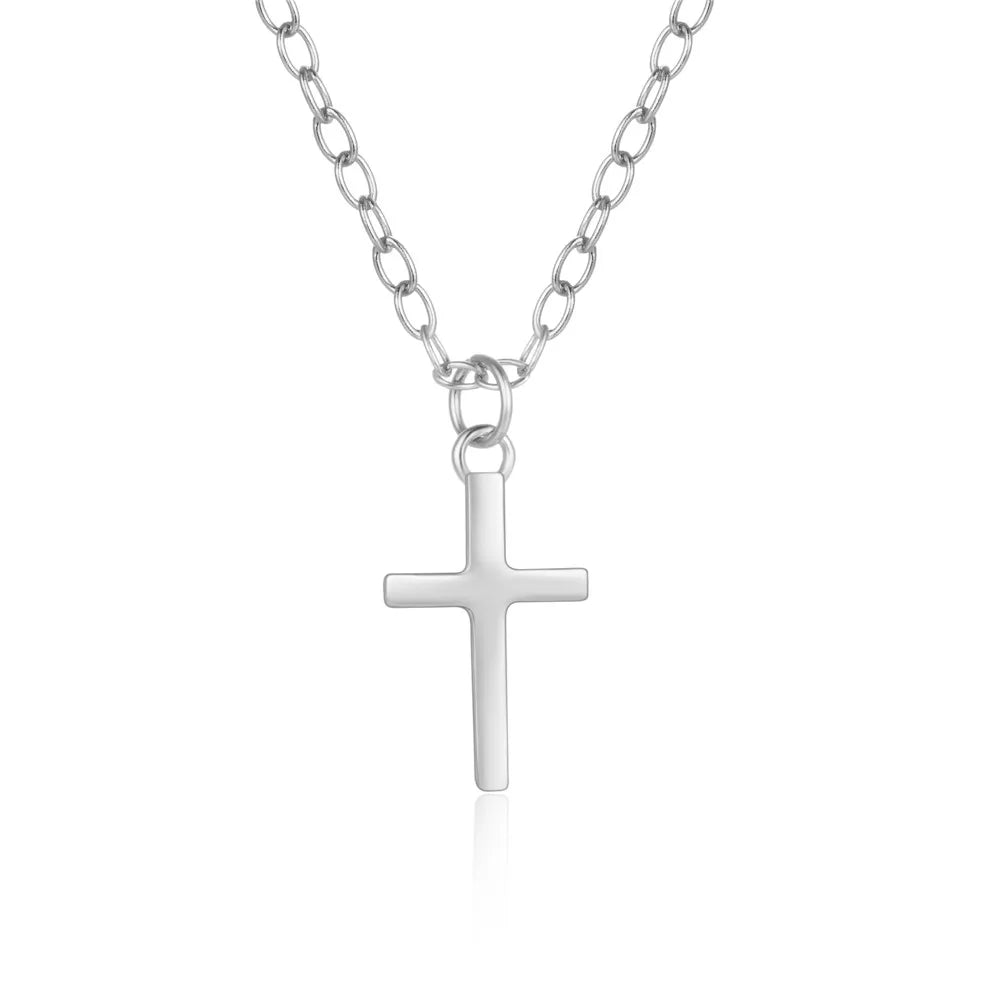 Small Cross Pendant Necklace - Sterling Silver