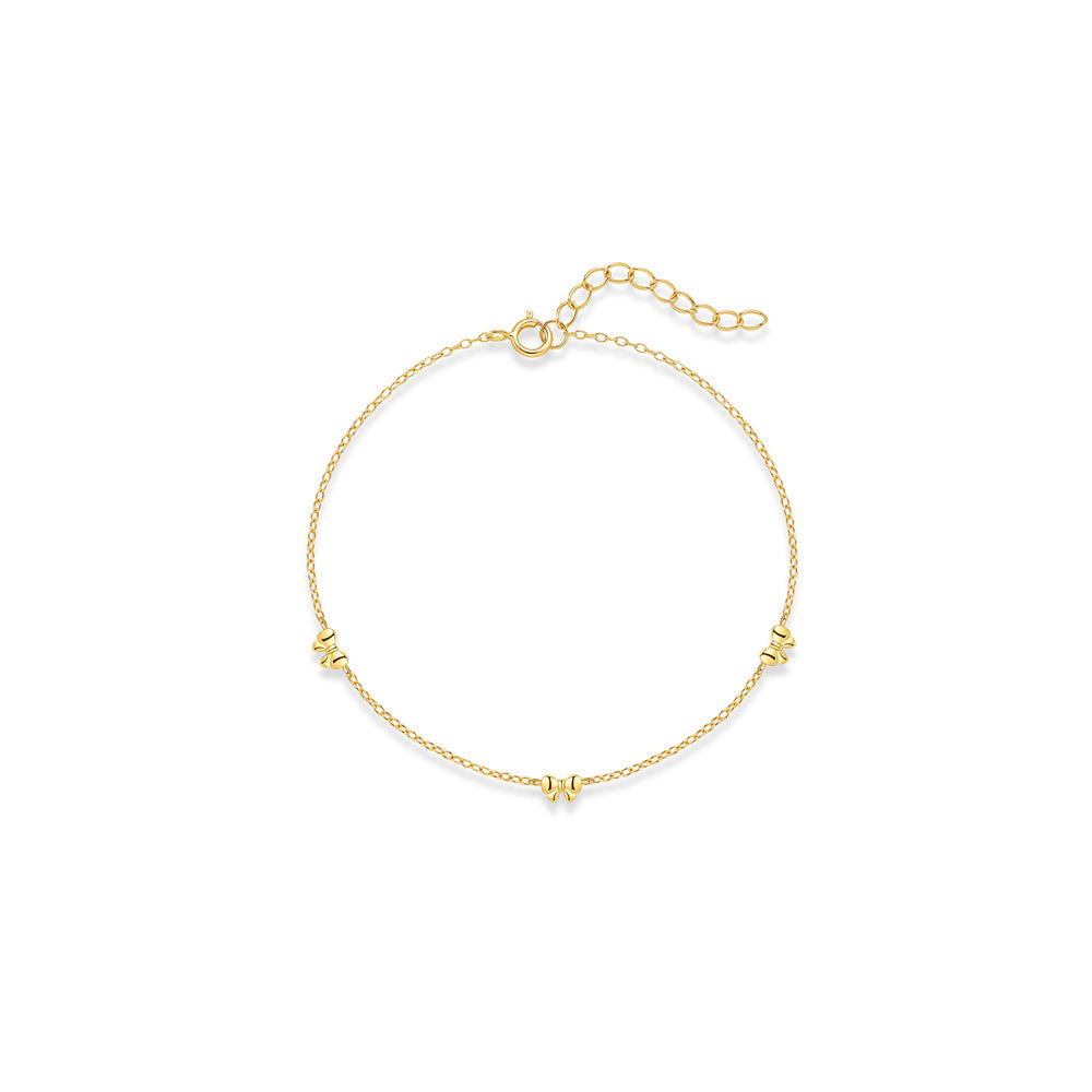 Multi Bow Charm Bracelet - 14K Gold Plated Sterling Silver