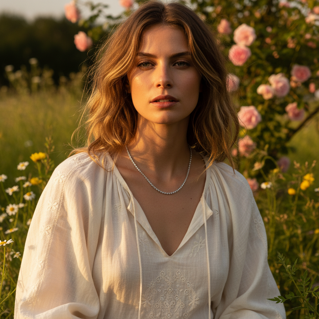 Cubic Zirconia Tennis Necklace - Sterling Silver