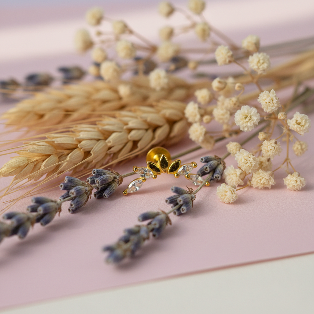 Eloree Jewellery Curved Petal Stud Earring. 14K Gold Plated Sterling Silver cubic zirconia petal design.