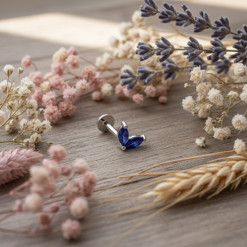 Eloree Jewellery Double Marquise Lapis Lazuli Flat Back Earring in Sterling Silver.