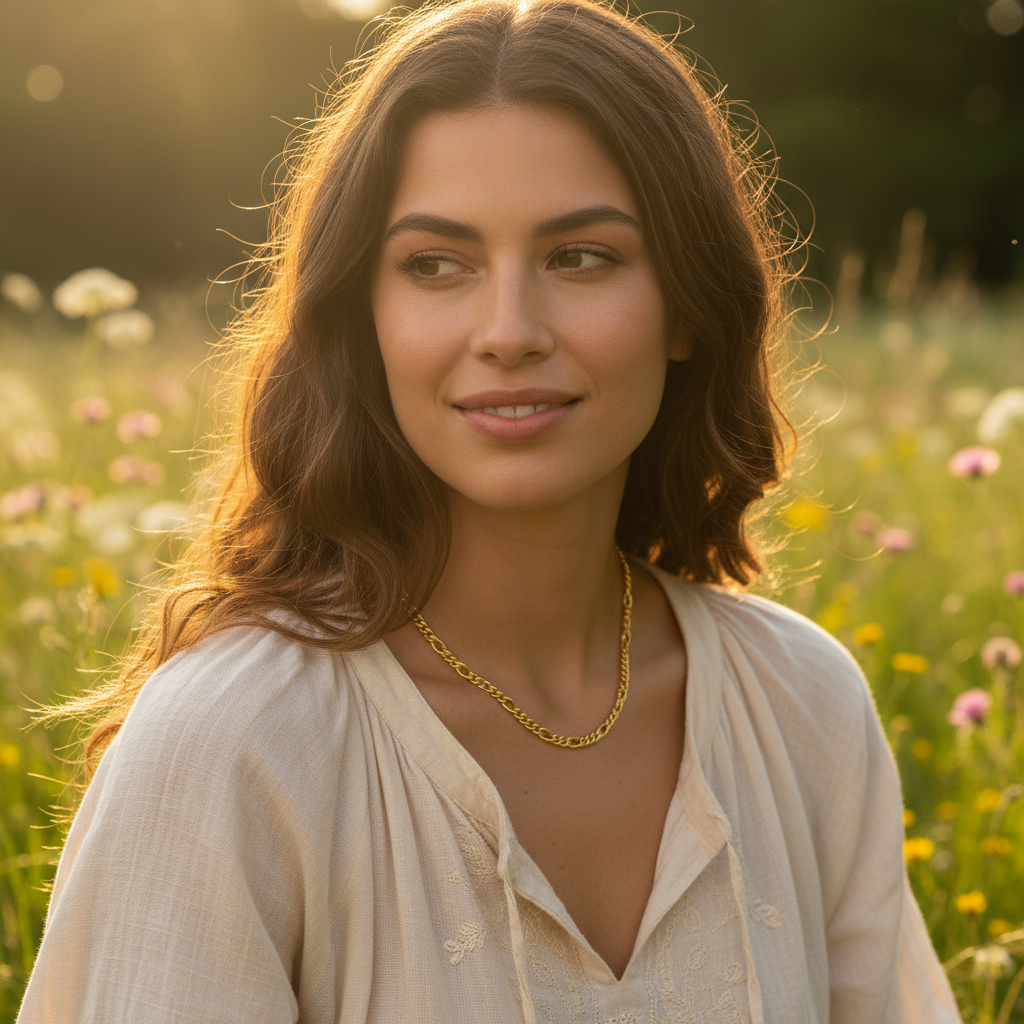 Figaro Chain Necklace -18K Gold Plated Sterling Silver