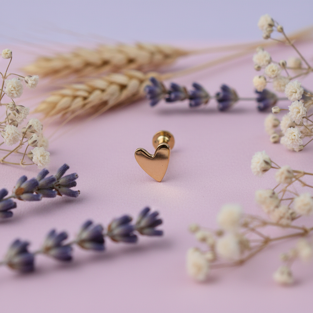 Heart Stud Flat Back Earring - 14K Solid Gold. Eloree Jewellery product photo. 14k yellow gold heart stud.