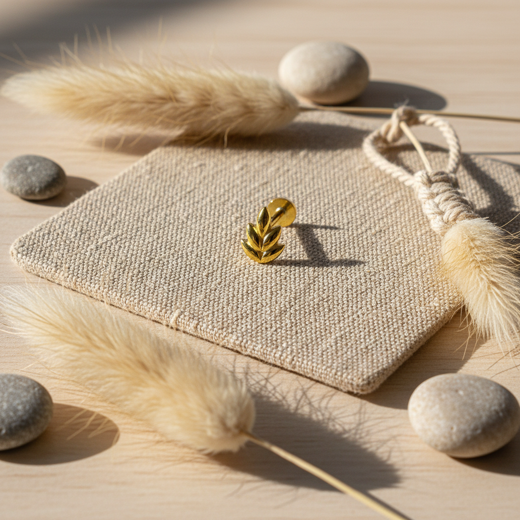 Leaf Flat Back Stud Earring - 14K Gold Plated Sterling Silver