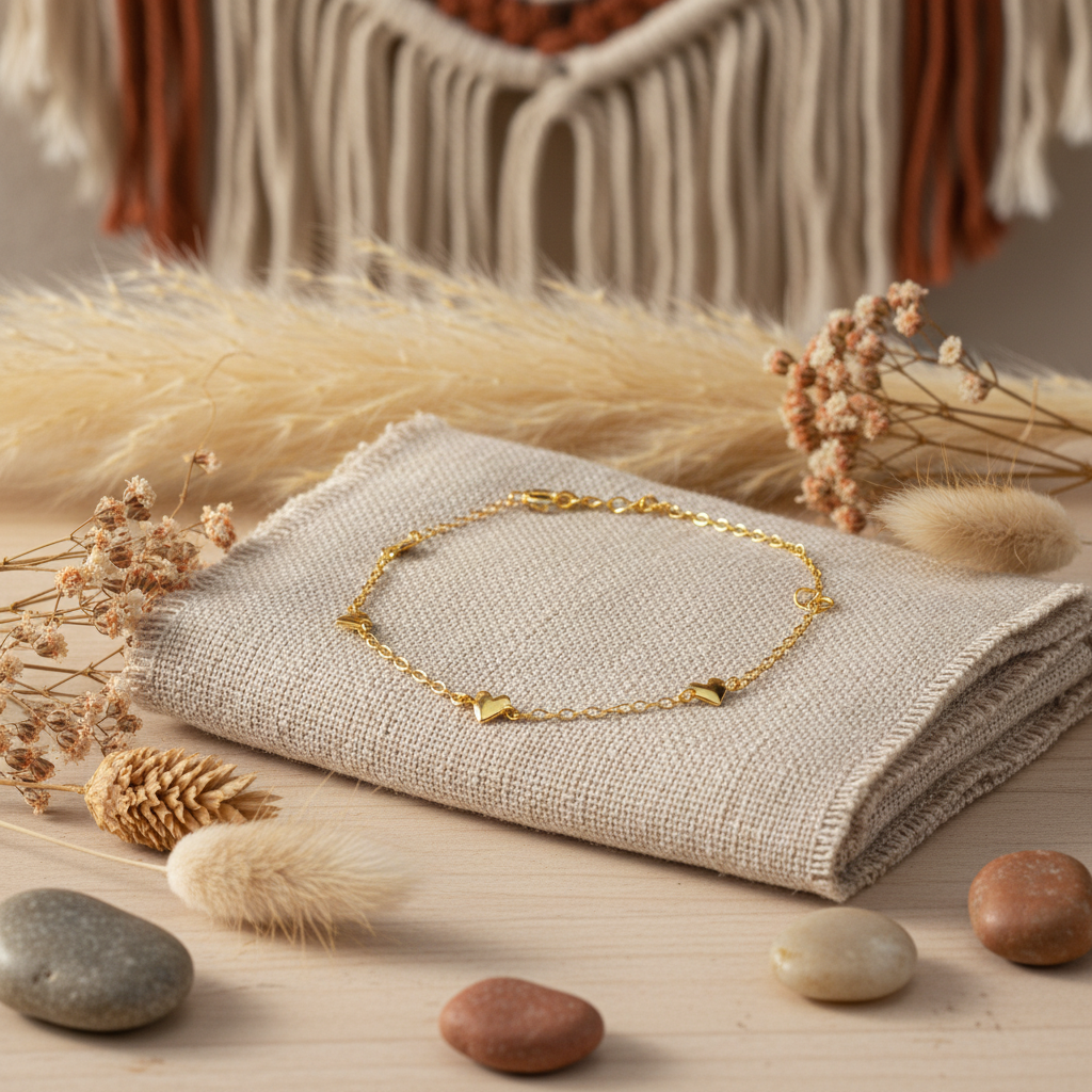 Multi Heart Charm Bracelet -14K Gold Plated Sterling Silver