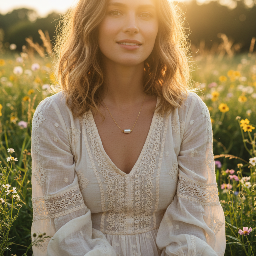 Single Pearl Necklace - 14K Gold Plated Sterling Silver