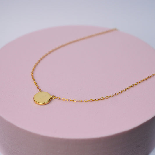 Mini Disc Necklace - 14K Gold Plated Sterling Silver