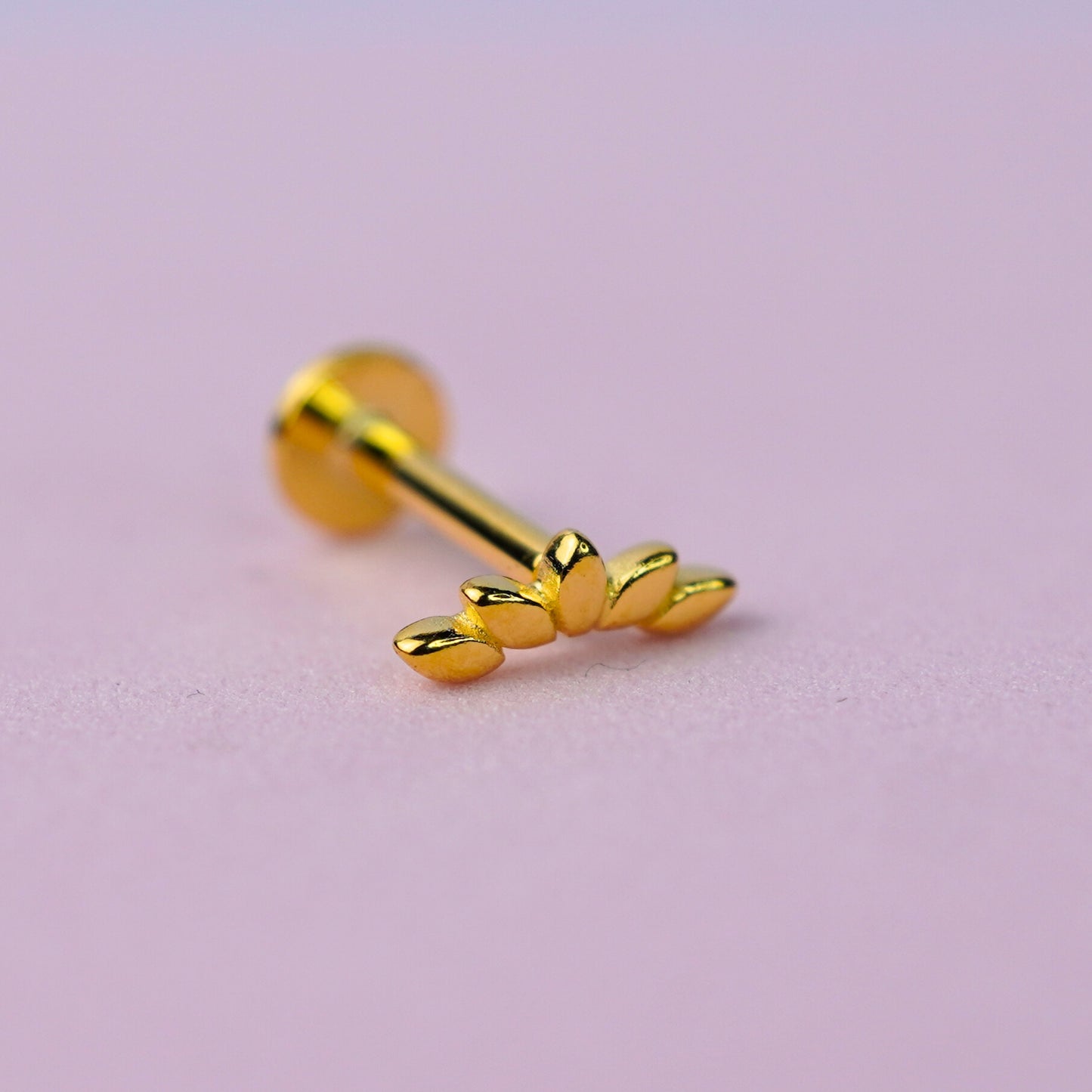 Five Petal Curved Stud Earring - 14K Gold Plated Sterling Silver