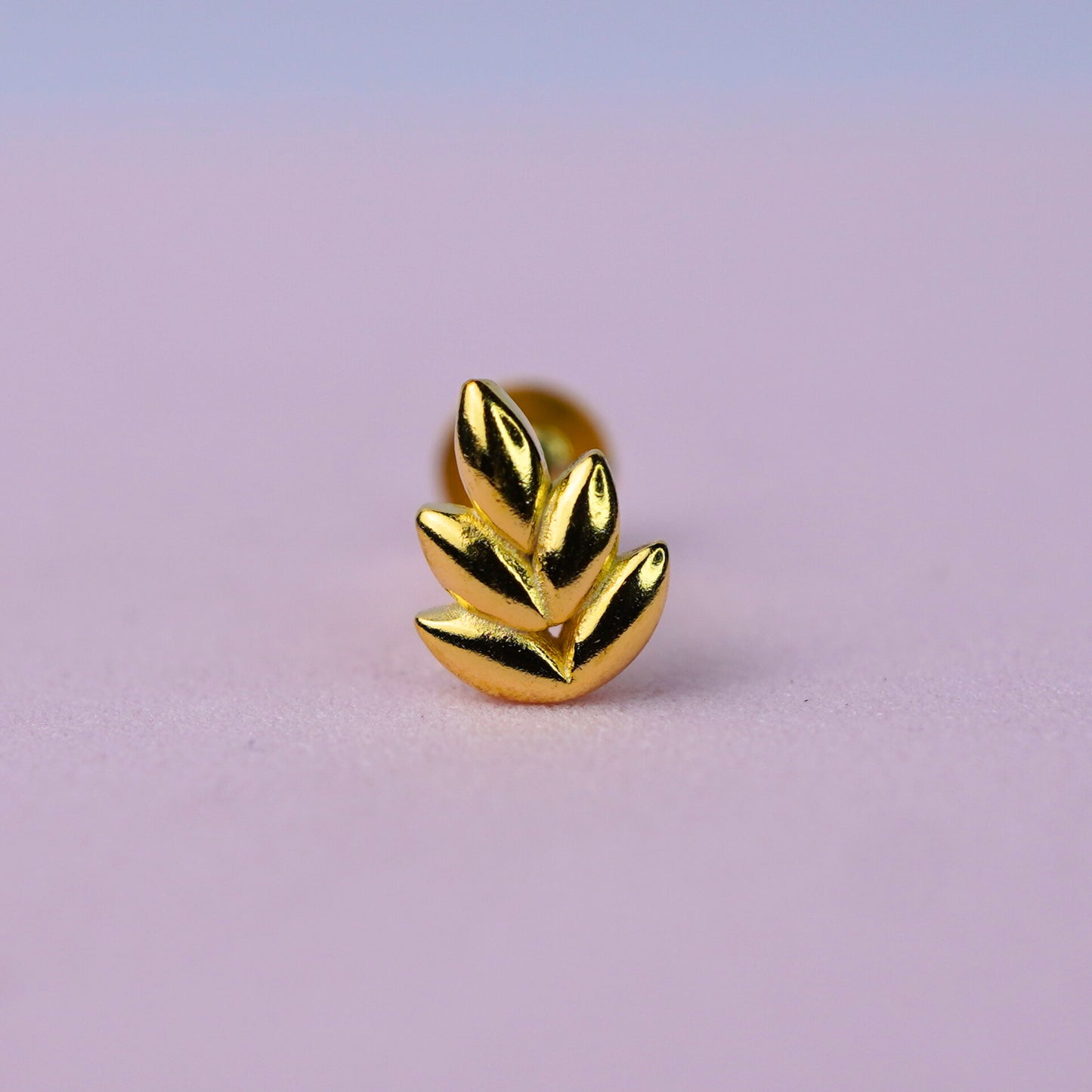 Leaf Flat Back Stud Earring - 14K Gold Plated Sterling Silver