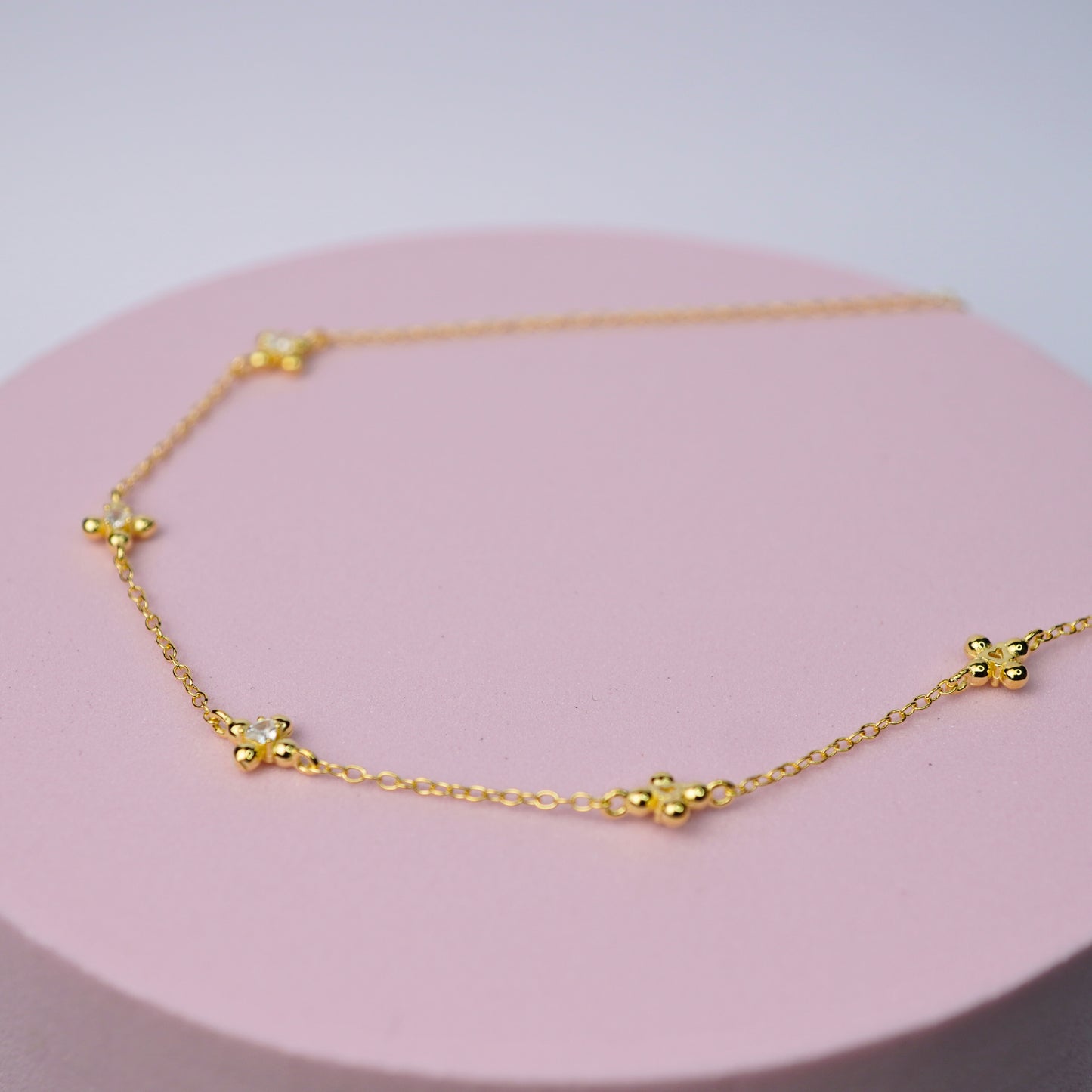 Multi Cross Necklace with Cubic Zirconia - 14K Gold Plated Sterling Silver