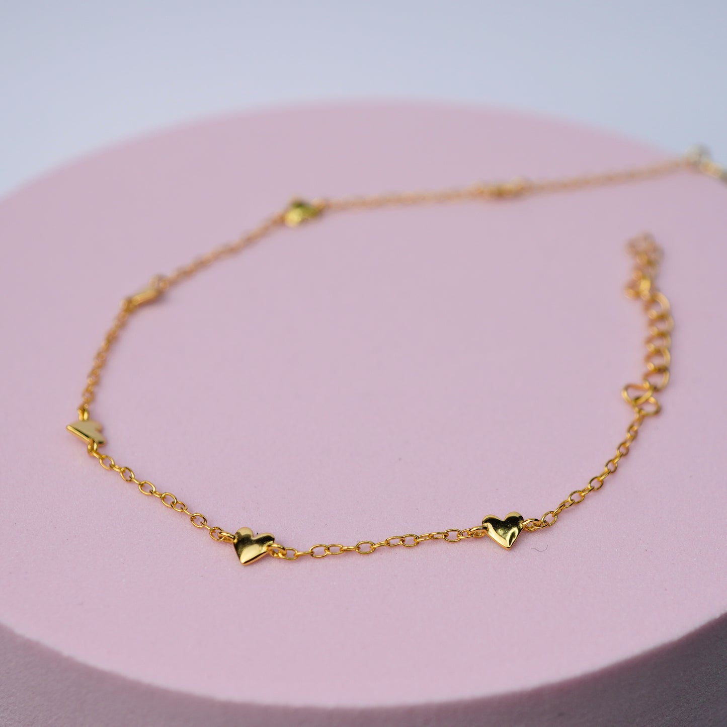 Multi Heart Charm Bracelet -14K Gold Plated Sterling Silver