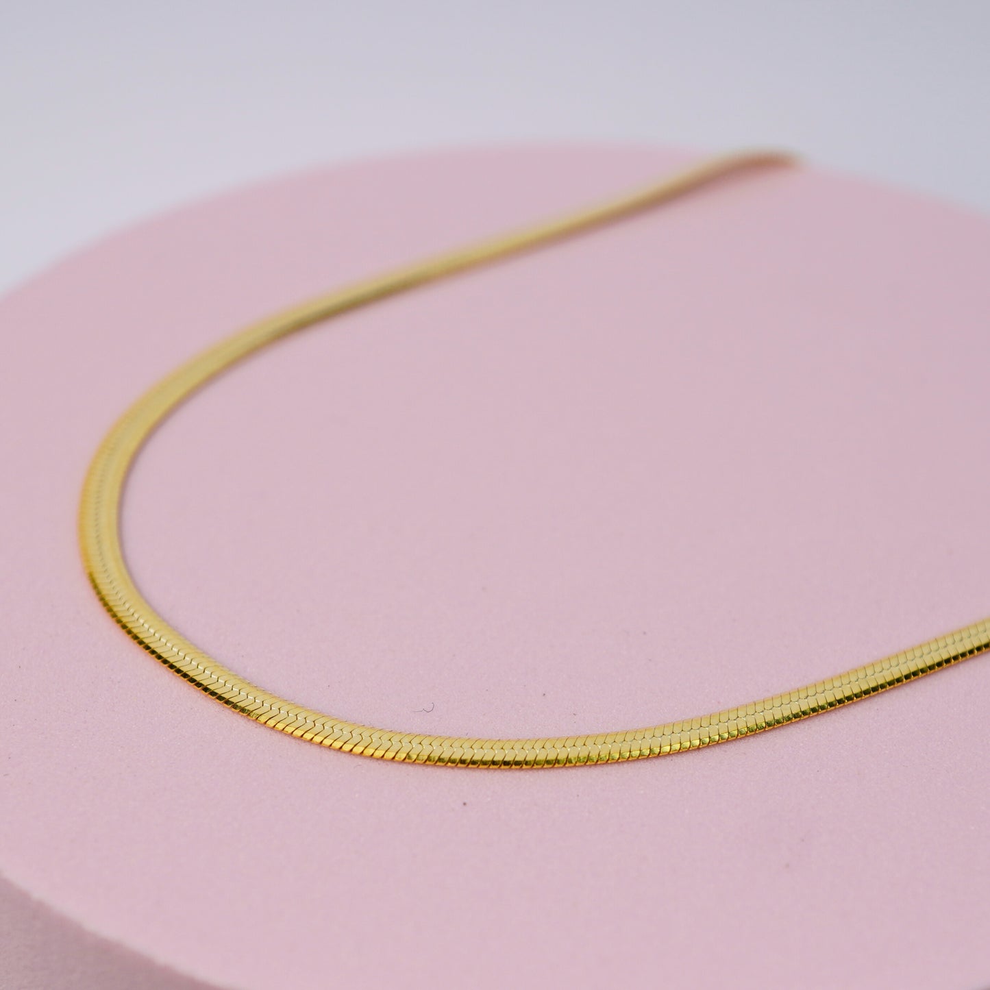Slim Herringbone Chain Necklace 18K Gold Plated Sterling Silver