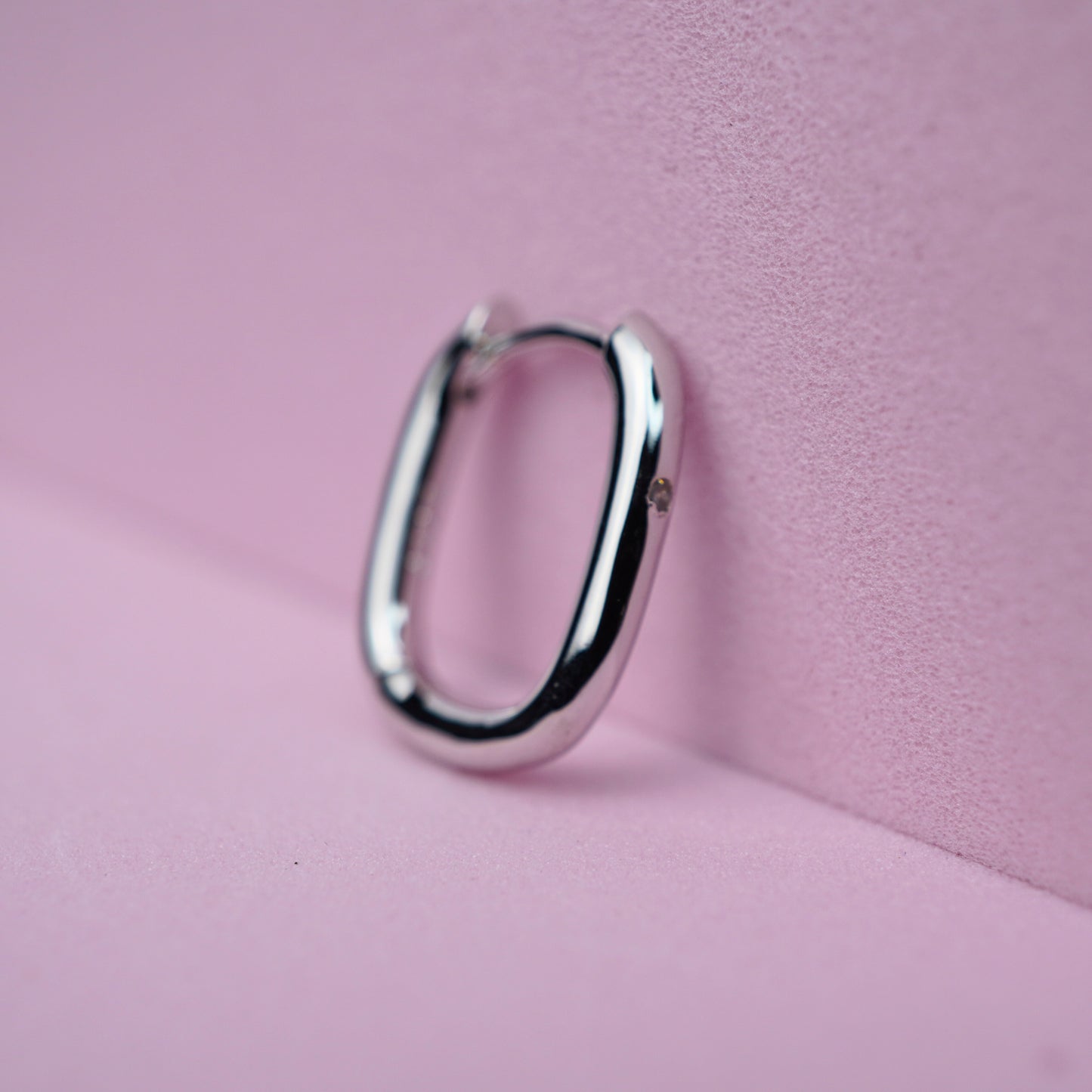 Small Huggie Hoop Earrings with Cubic Zirconia - Sterling Silver