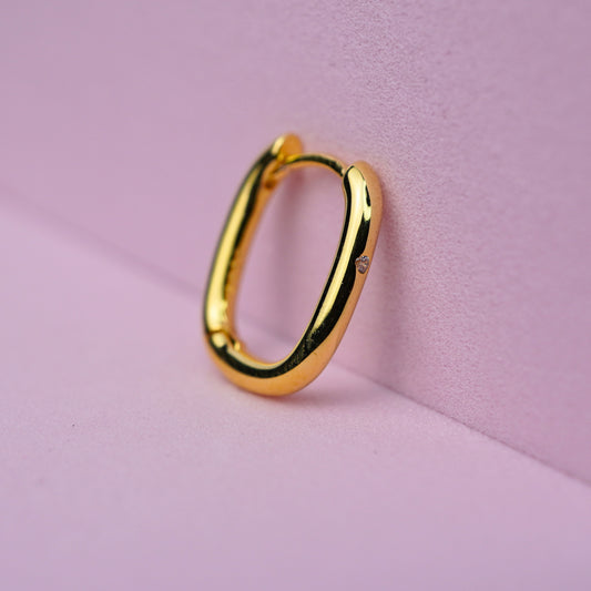 Small Huggie Hoop Earrings with Cubic Zirconia - 14K Gold Plated Sterling Silver