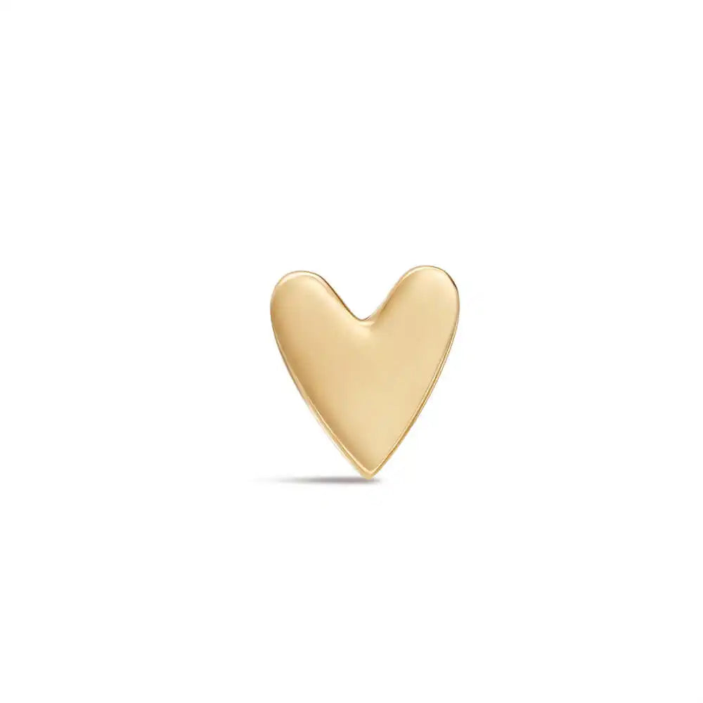 Heart Stud Flat Back Earring - 14K Solid Gold