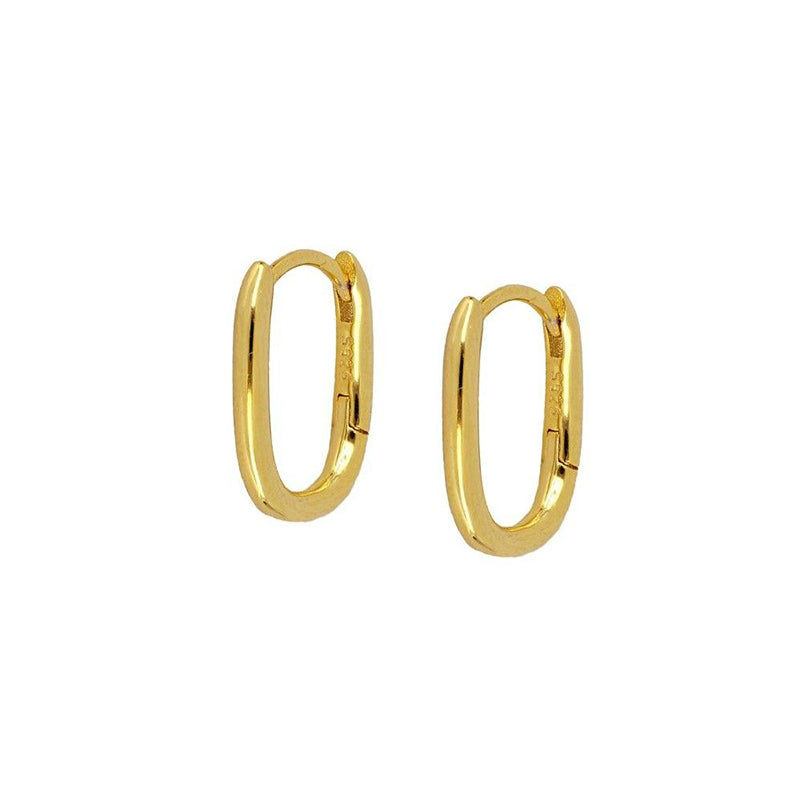 Small Oval Hoop Earrings - 14K Gold Plated Sterling Silver