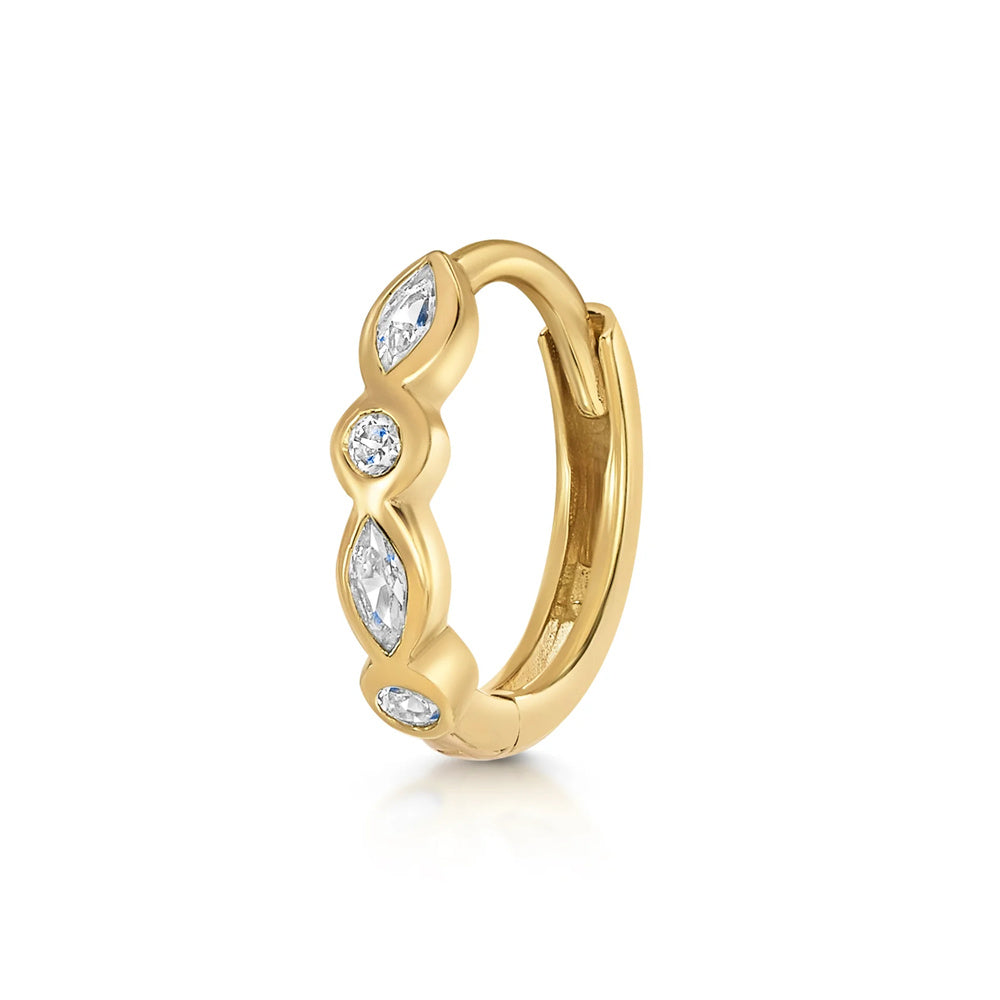 Infinity Wave Earring with Cubic Zirconia- 14K Gold Plated Sterling Silver