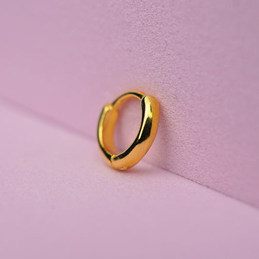 Chunky Mini Thick Hoop Earring - 14K Gold Plated Sterling Silver