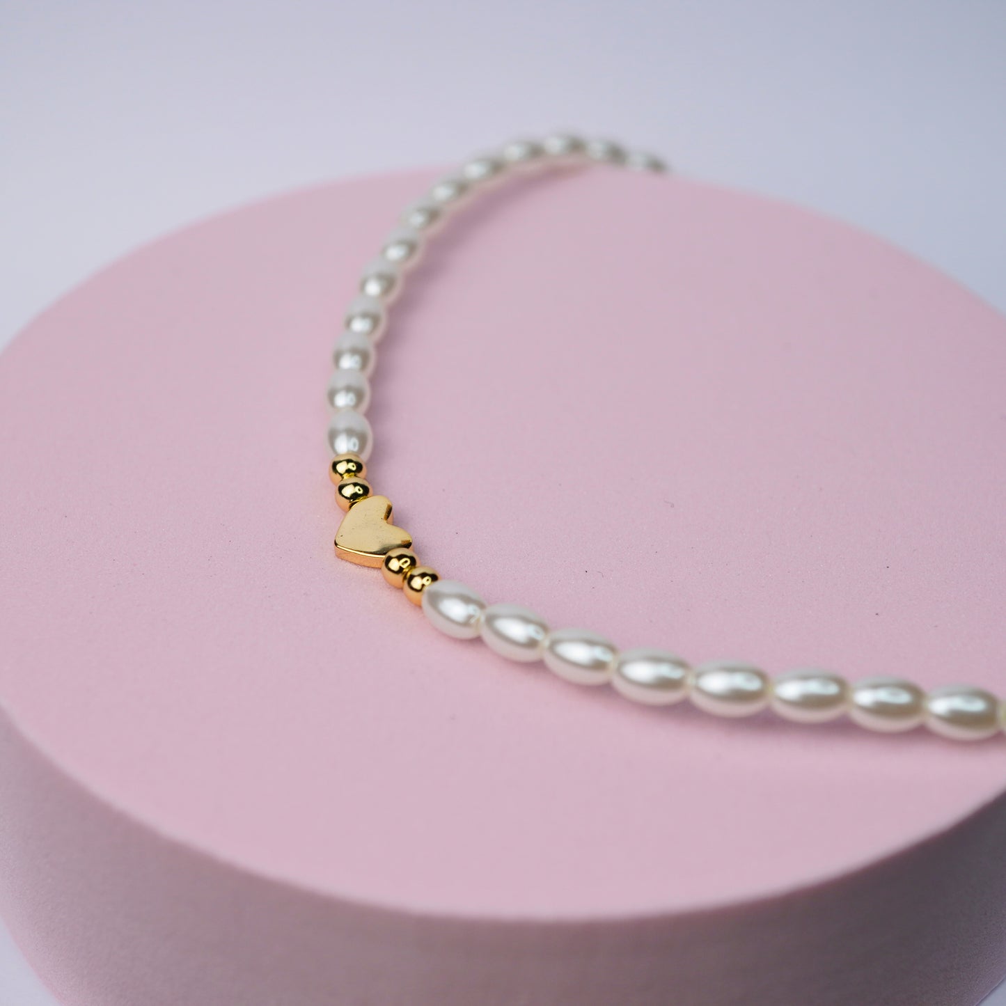 Silver Heart Charm Necklace with Pearls - 14K Gold Plated Sterling Silver