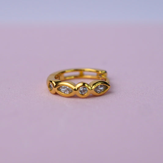 Infinity Wave Earring with Cubic Zirconia- 14K Gold Plated Sterling Silver