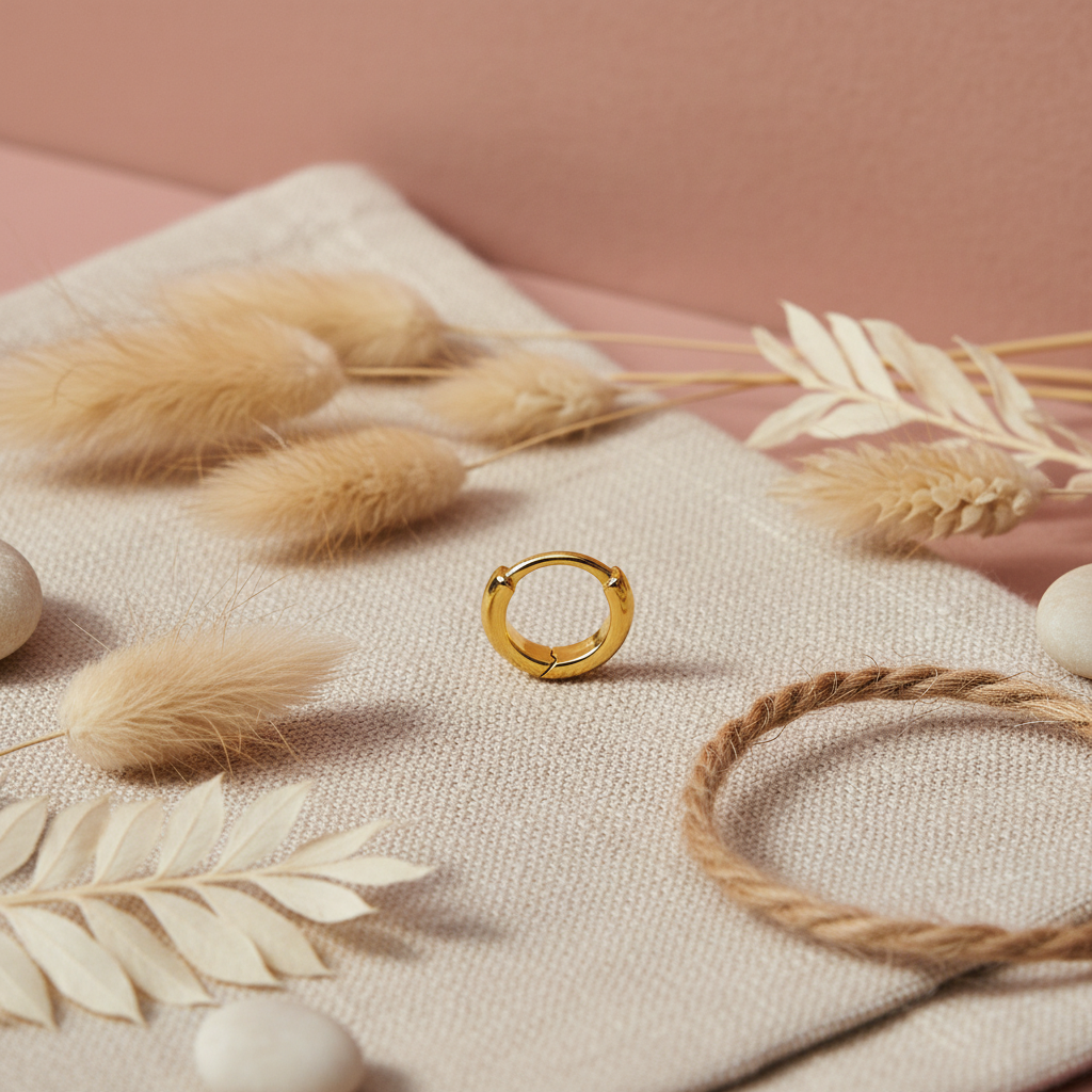 Chunky Mini Thick Hoop Earring - 14K Gold Plated Sterling Silver