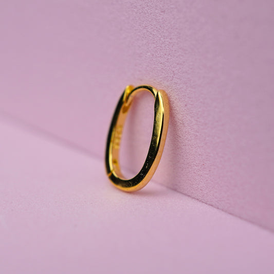 Small Oval Hoop Earrings - 14K Gold Plated Sterling Silver
