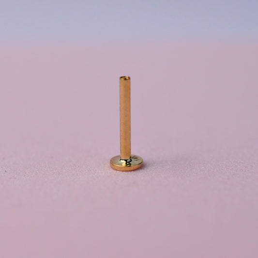 Flat Back Labret Post Replacement- 14K Gold Plated Sterling Silver