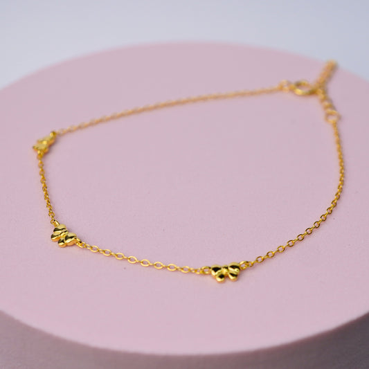 Multi Bow Charm Bracelet - 14K Gold Plated Sterling Silver