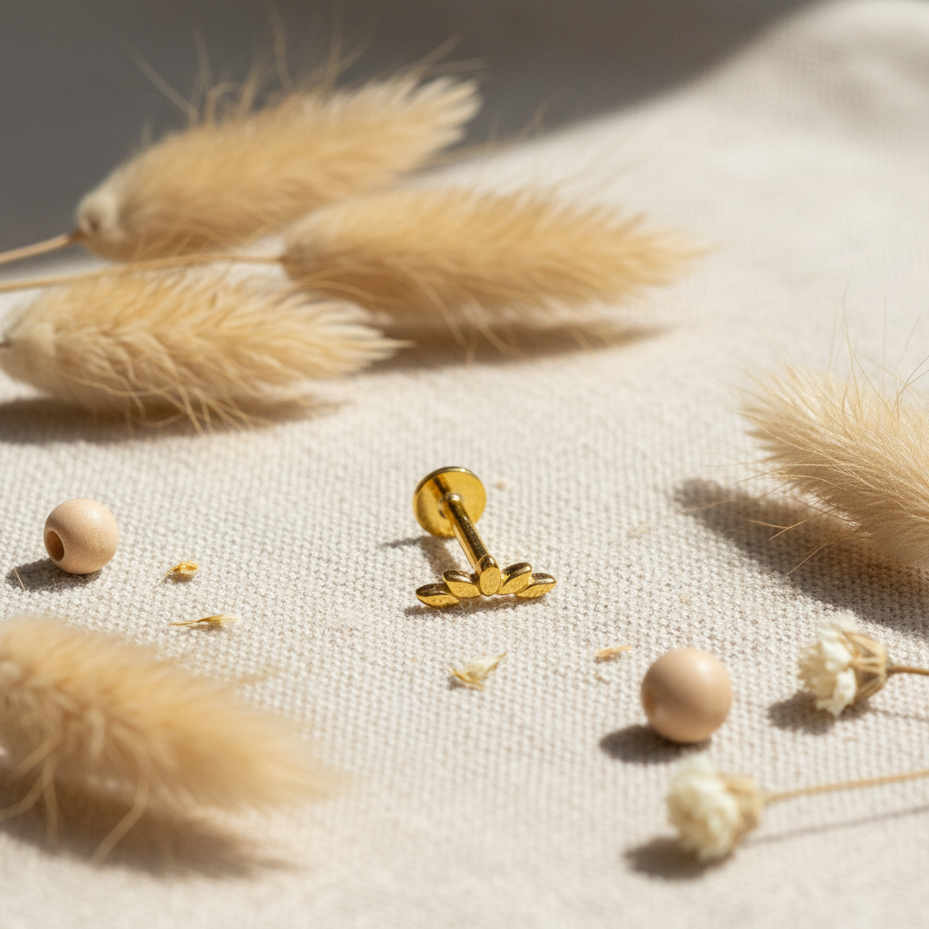 Five Petal Curved Stud Earring - 14K Gold Plated Sterling Silver