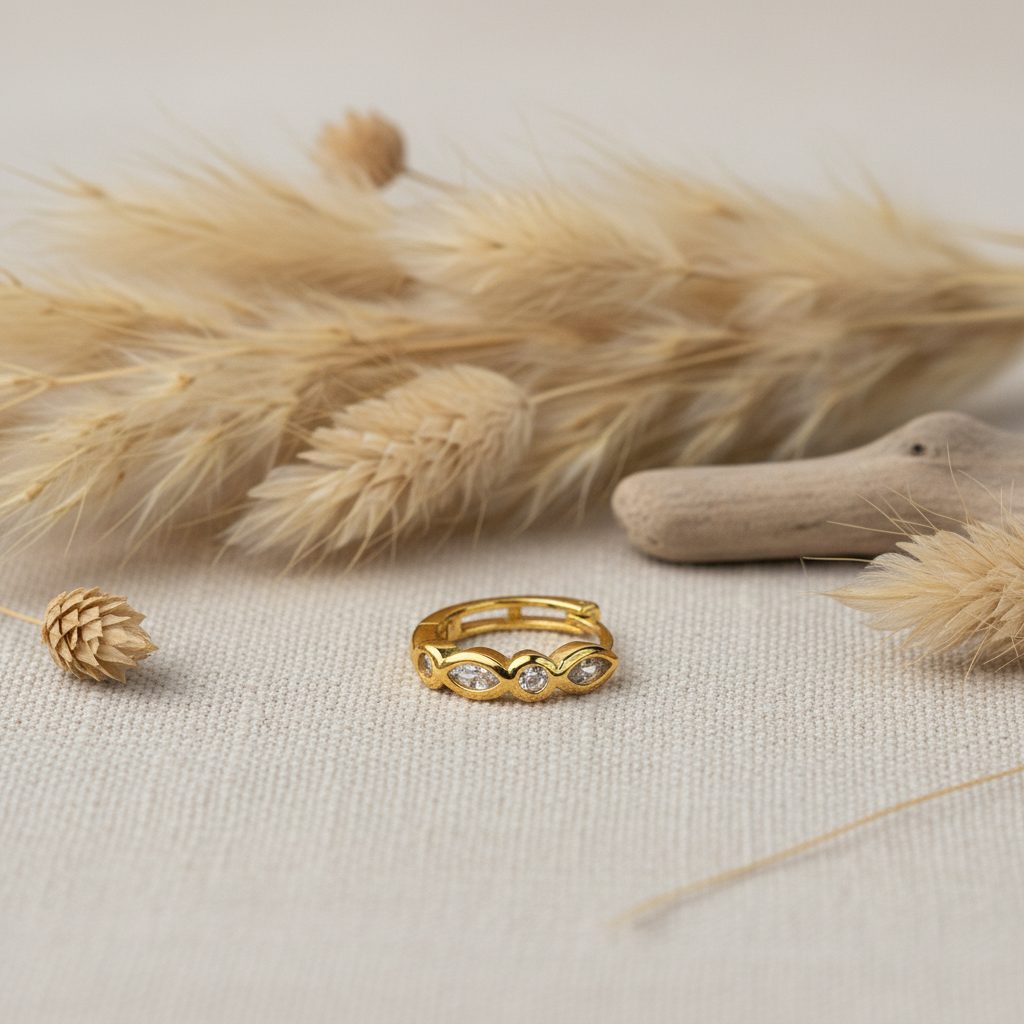 Infinity Wave Earring with Cubic Zirconia- 14K Gold Plated Sterling Silver