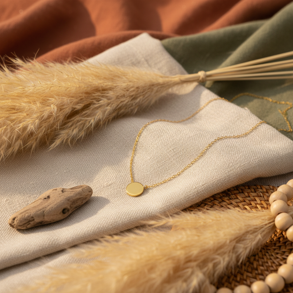 Mini Disc Necklace - 14K Gold Plated Sterling Silver