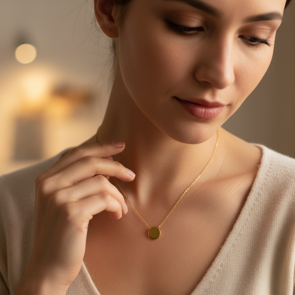 Mini Disc Necklace - 14K Gold Plated Sterling Silver