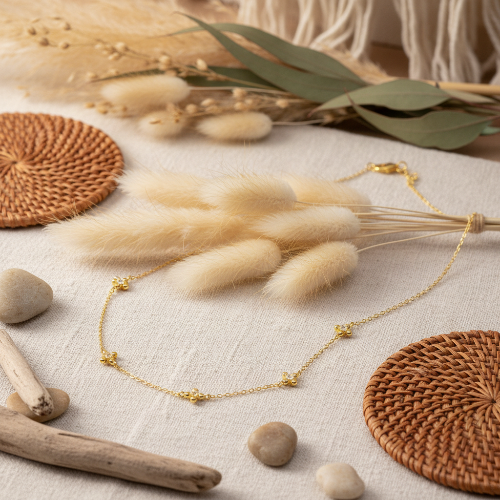 Multi Cross Necklace with Cubic Zirconia - 14K Gold Plated Sterling Silver