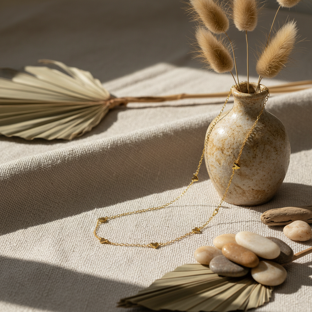 Multi Heart Charm Necklace - 14K Gold Plated Sterling Silver