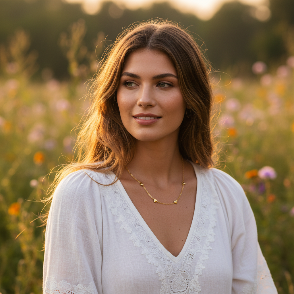 Multi Heart Charm Necklace - 14K Gold Plated Sterling Silver