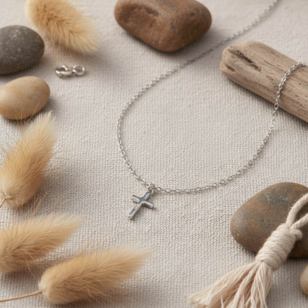 Small Cross Pendant Necklace - Sterling Silver