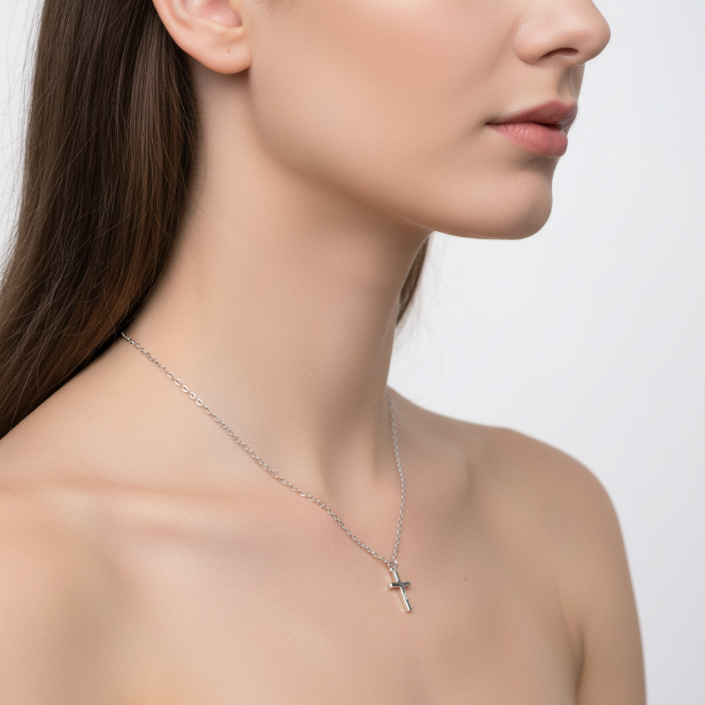 Small Cross Pendant Necklace - Sterling Silver