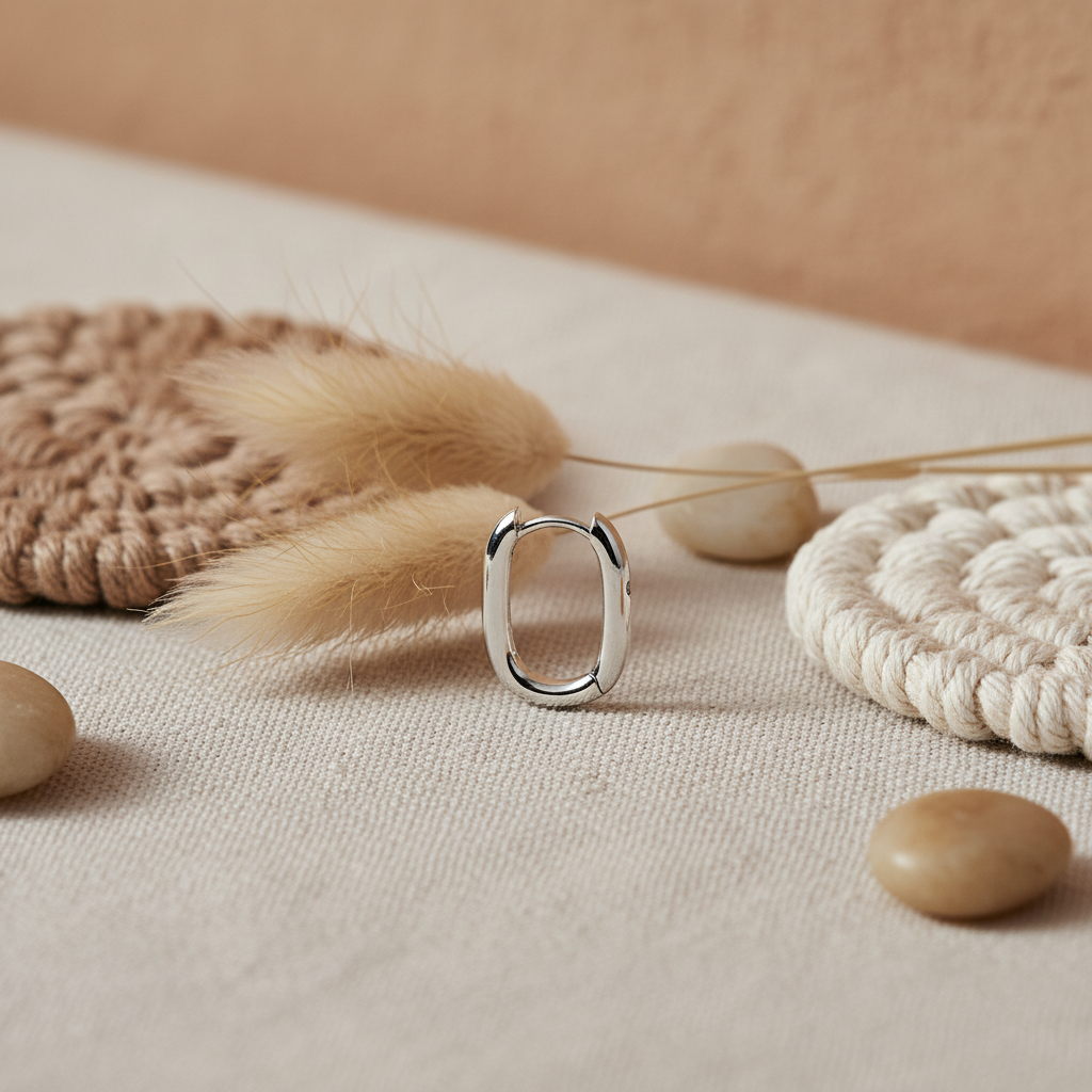 Small Huggie Hoop Earrings with Cubic Zirconia - Sterling Silver