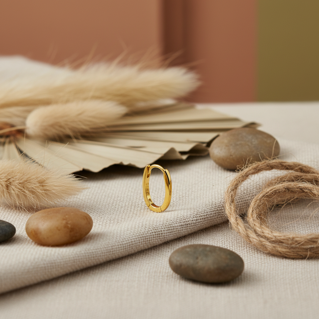 Small Oval Hoop Earrings - 14K Gold Plated Sterling Silver